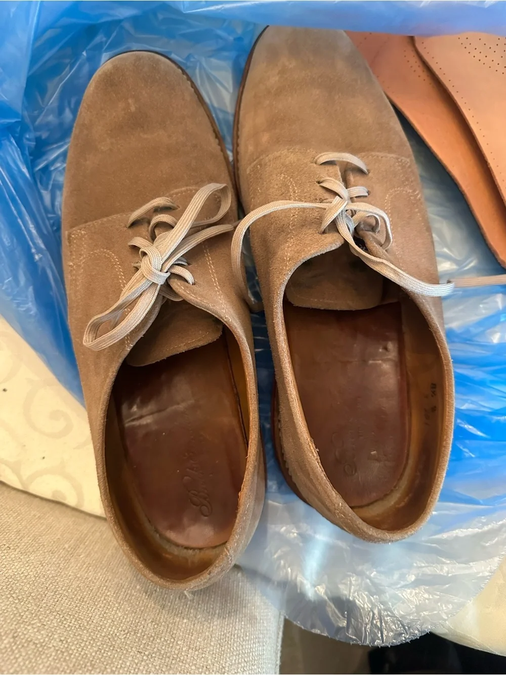 Men's Suede Derby Shoes in Light Brown Brooks brothers - Picture 2 of 6